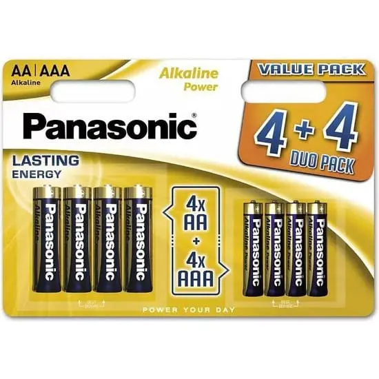 [AM4-MN2400-AM3-MN1500] Panasonic Dou Batteries Set Alkaline Power AA 4pcs + AAA 4pcs