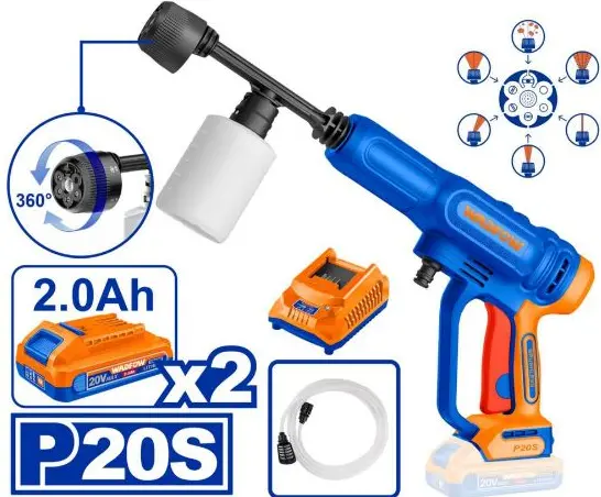 [WQX11203] 20V 24.8 Bar 2Batt 2Ah+Char BL فرد غسيل 6 حركات