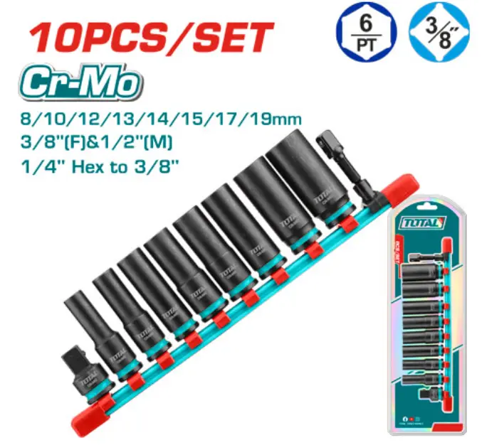 [THKISD38106L] 10 Pcs 3/8"DR. Deep impact socket set