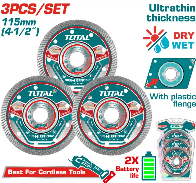 [TAC511153] 3pcs 115mm طقم ديسكات الماس