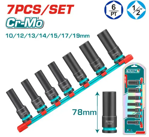 [THKISD12073L] 7 Pcs 1/2"DR. Deep impact socket set