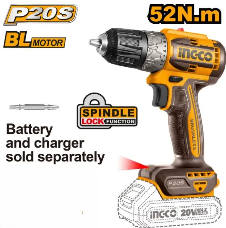 [CDLI204531-F] 20V 52n.m مقدح بطارية سرعتين فدار