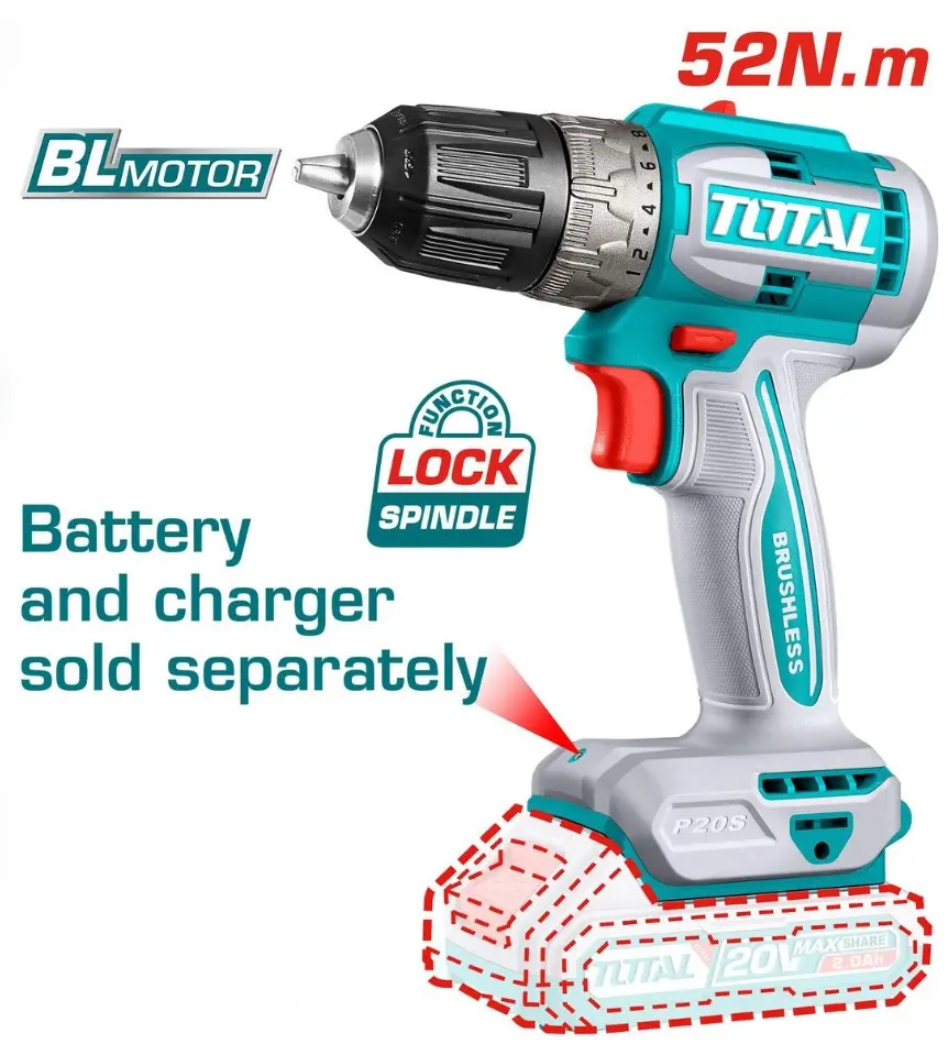 [TDLI204531-F] 20V BL 10mm مقدح بطارية سرعتين فدار