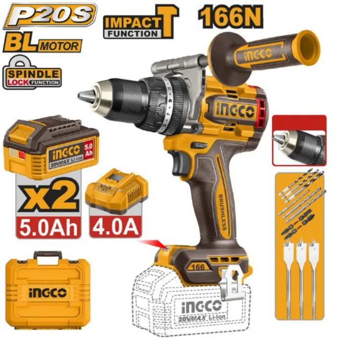 [CIDLI201668] 20V 2Batt 5Ah+Char+Box 13mm 166N.m BL مقدح بطارية صناعي رجراج