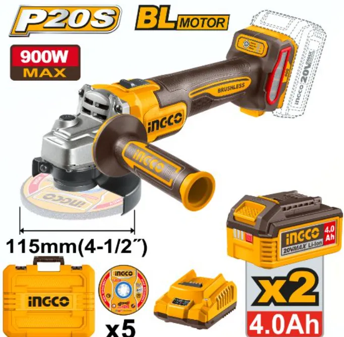 [CAGLI261522] 20V 2Batt 4A+Char+Box BL 900W صاروخ بطارية
