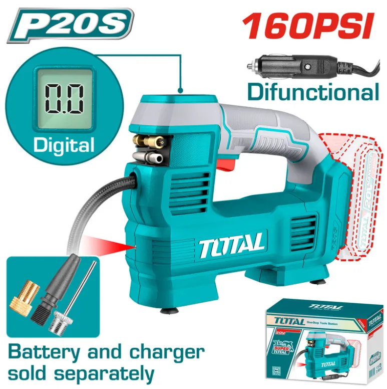 [TACLI2012] 20V 160PSI منفخ دواليب مع شاشة عالبطارية