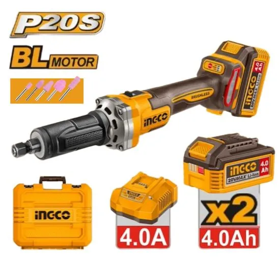 [CDGLI20012] 20V 2Batt 4Ah+Char+Box 6 mm صاروخ جلخ وحفر صناعي