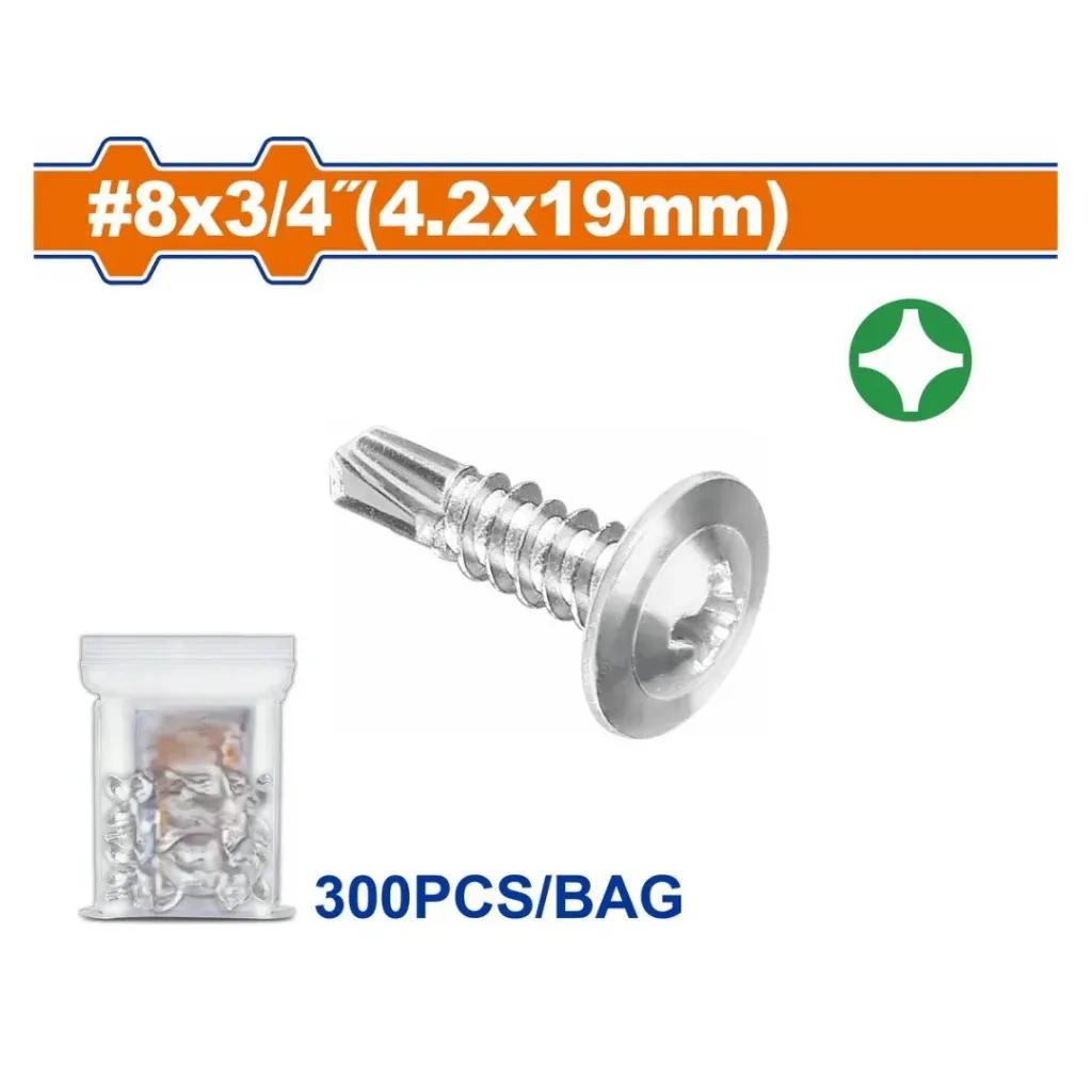 [JDXS3912] 300pcs 4.2x19mm برغي راس ريشة صليب مع رنديل مزيبق