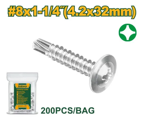 [JDXS3914] 200pcs 4.2x32mm برغي راس ريشة صليب مع رنديل مزيبق