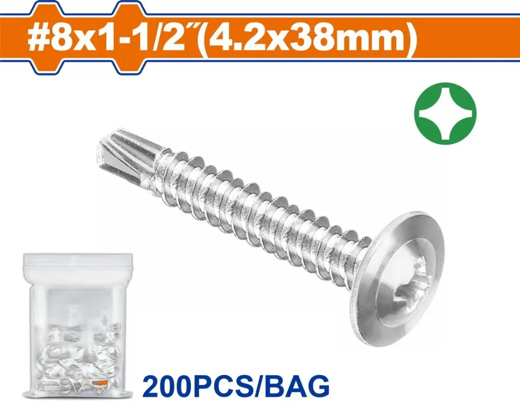 [JDXS3915] 200pcs 4.2x38mm برغي راس ريشة صليب مع رنديل مزيبق