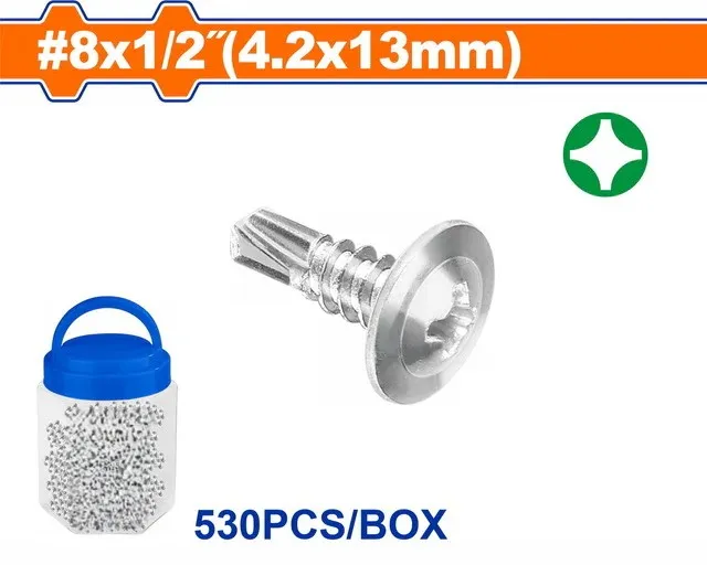 [JDXS3T11] 530pcs 4.2x13mm برغي راس ريشة صليب مع رنديل مزيبق  مرطبان
