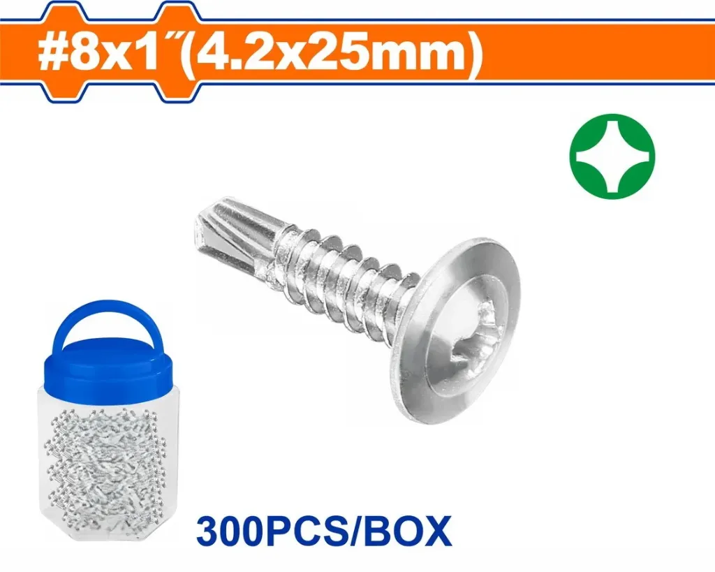 [JDXS3T13] 300pcs 4.2x25mm برغي راس ريشة صليب مع رنديل مزيبق  مرطبان