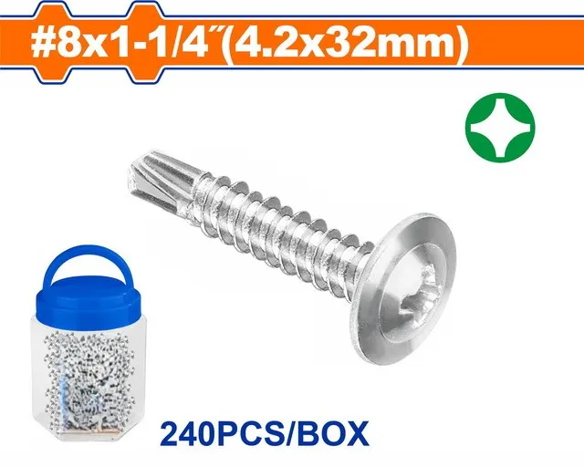 [JDXS3T14] 240pcs 4.2x32mm برغي راس ريشة صليب مع رنديل مزيبق  مرطبان