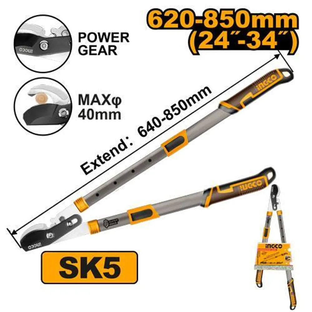[HLTS7608] 620-850mm مقص شحالة المنيوم تلسكوبيك