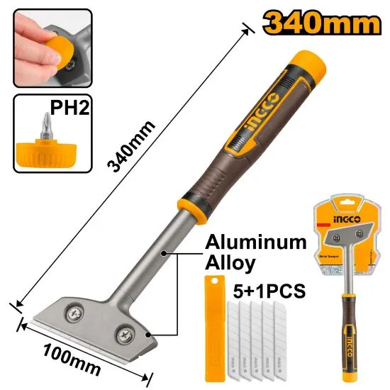 [HGS3088] 6pcs Blade Free CK75 18x100mm - 340mm شفرة قشط مسكة المنيوم طويلة