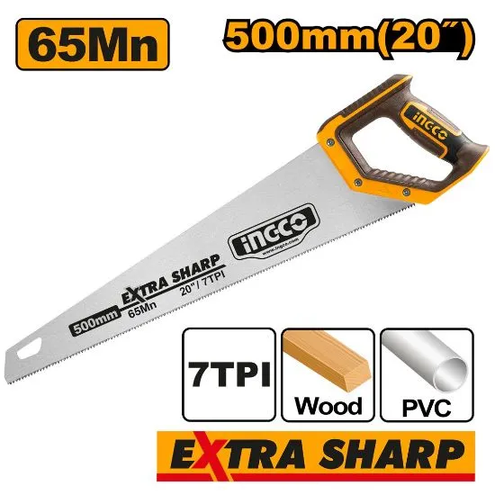 [HHAS08500] 500mm(20") منشار خشب قبضة كوتشوك