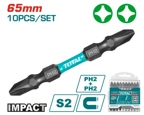 [TACIM16PH233] 1pcs (PH2+PH2)x65mm طقم رأس مفك مقدح صليب صليب