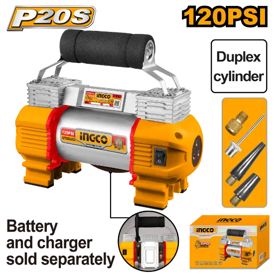 [CACLI2026] 20V 120PSI منفخ دواليب على البطاية دوبل بيستون
