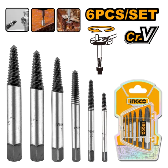 [ASE106] 6Pcs طقم قلووز لاستخراج البراغي المكسورة