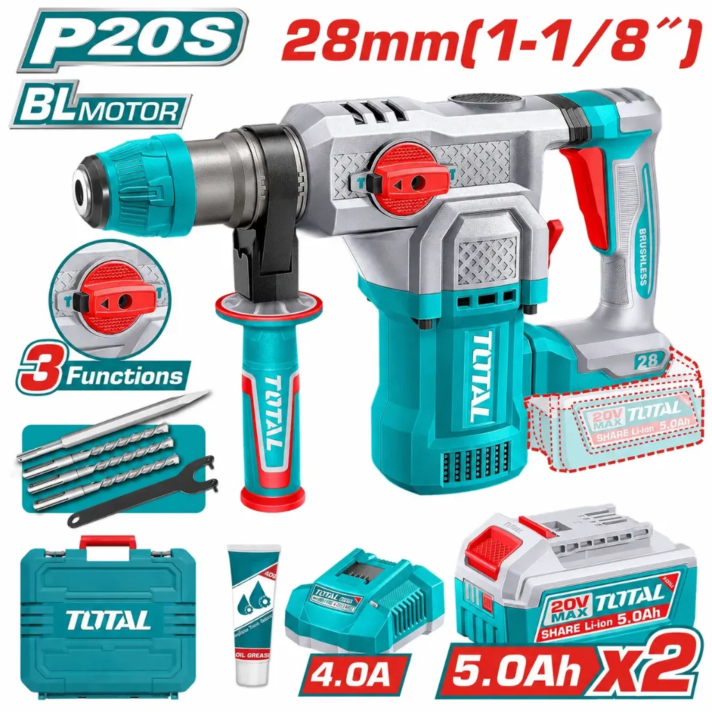 [TRHLI202862] 20V 28mm 2Batt 5Ah+1Charg SDS Plus كومبرسور برم وتكسير على البطارية Price 150$