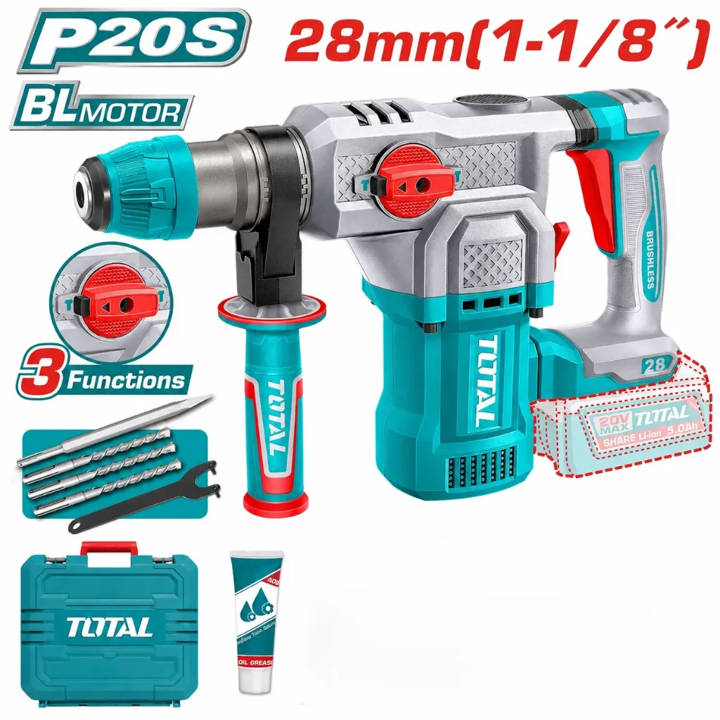 [TRHLI20286-F] Total Rotary Hammer 28mm 20V + Plastic Bag فدار Price: 96$