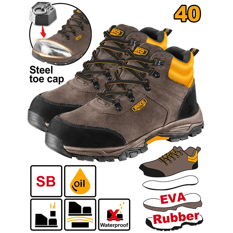 [SSH11SB.40] 40 (Safety) حذاء للعمال مخمل بني بشريط مع حماية معدنية للاصابع عالي