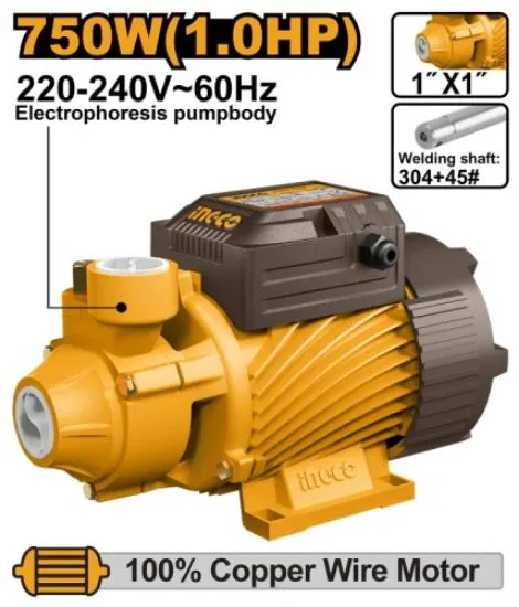 [VPM75068] 750W (1HP) 1" مضخة مياه ملف نحاس اكس ستانلس