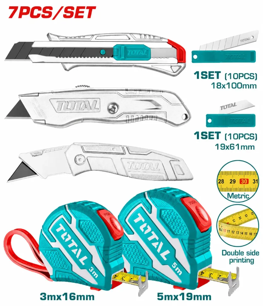 [TOS23039] 7pcs  طقم شفرات وأمتار ملبس كوتشوك