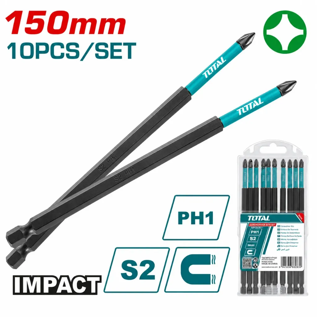 [TACIM16PH163] 10pcs Impact PH1x150mm طقم رأس مفك مقدح طويل