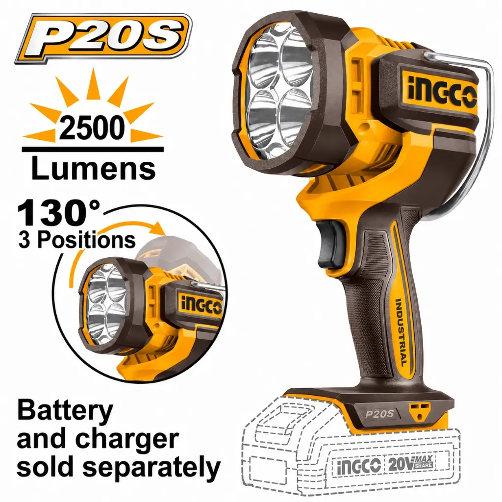 [CWLI20885] 20V 2500 Lumens LED بروجكتير يدوي راس متحرك