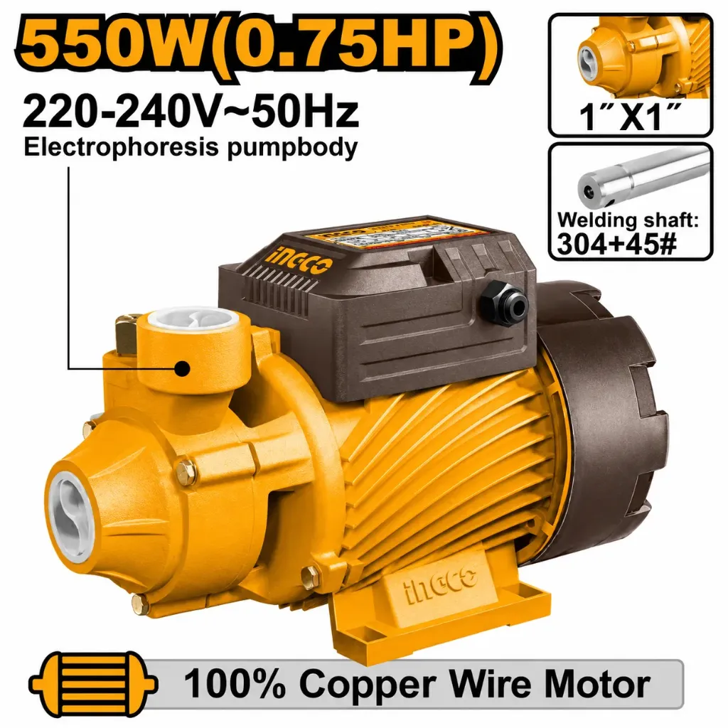 [VPM55068] 0.75HP 550W 1" مضخة مياه ملف نحاس اكس ستانلس