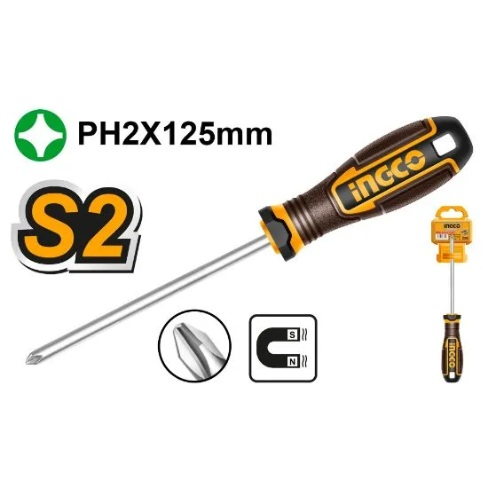 [HSDPH2125] PH2x125mm + S2 مفك براغي مسكة كوتشوك