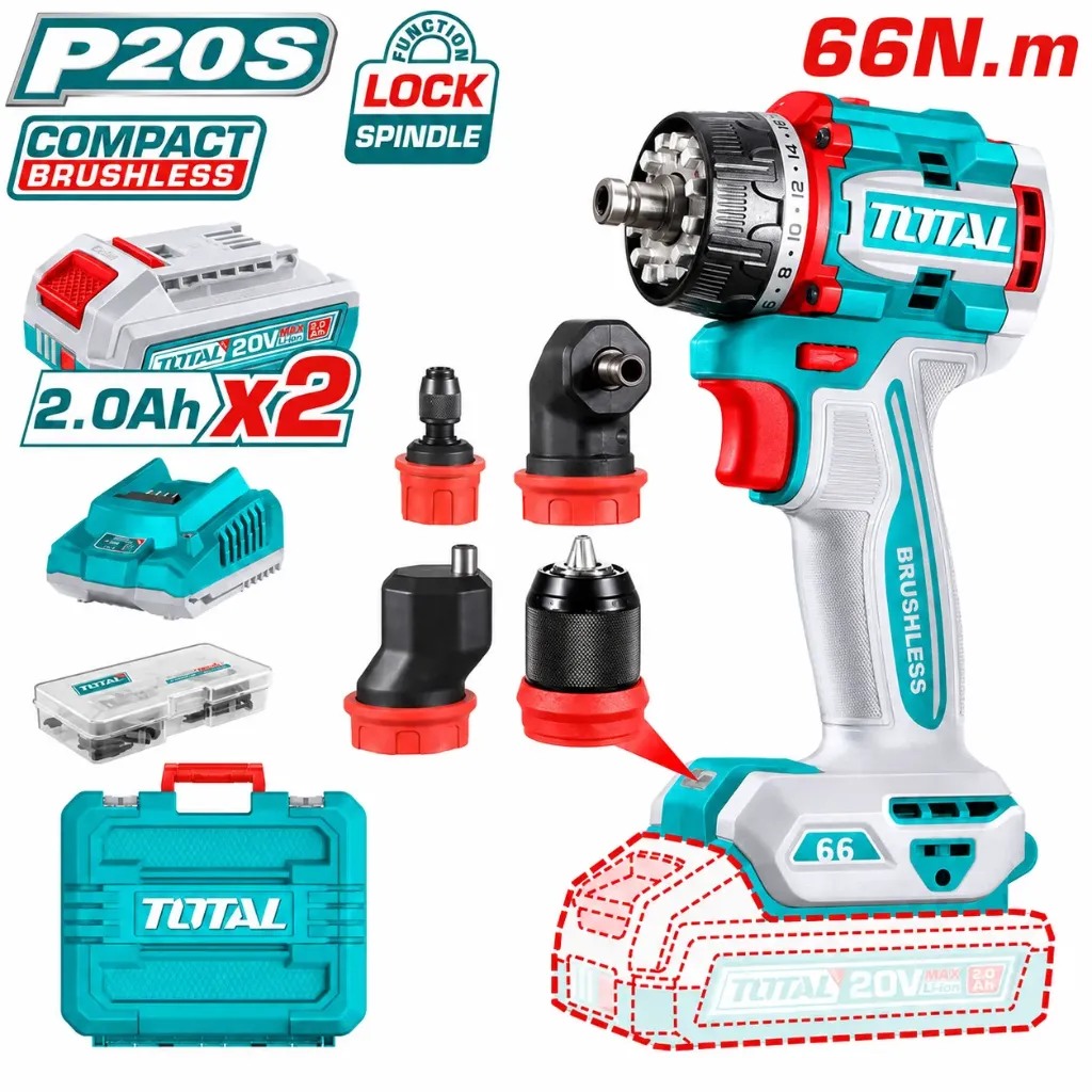 [TDLI206686] 20V 66n.m +2Batt +Charg مقدح عدة رؤوس