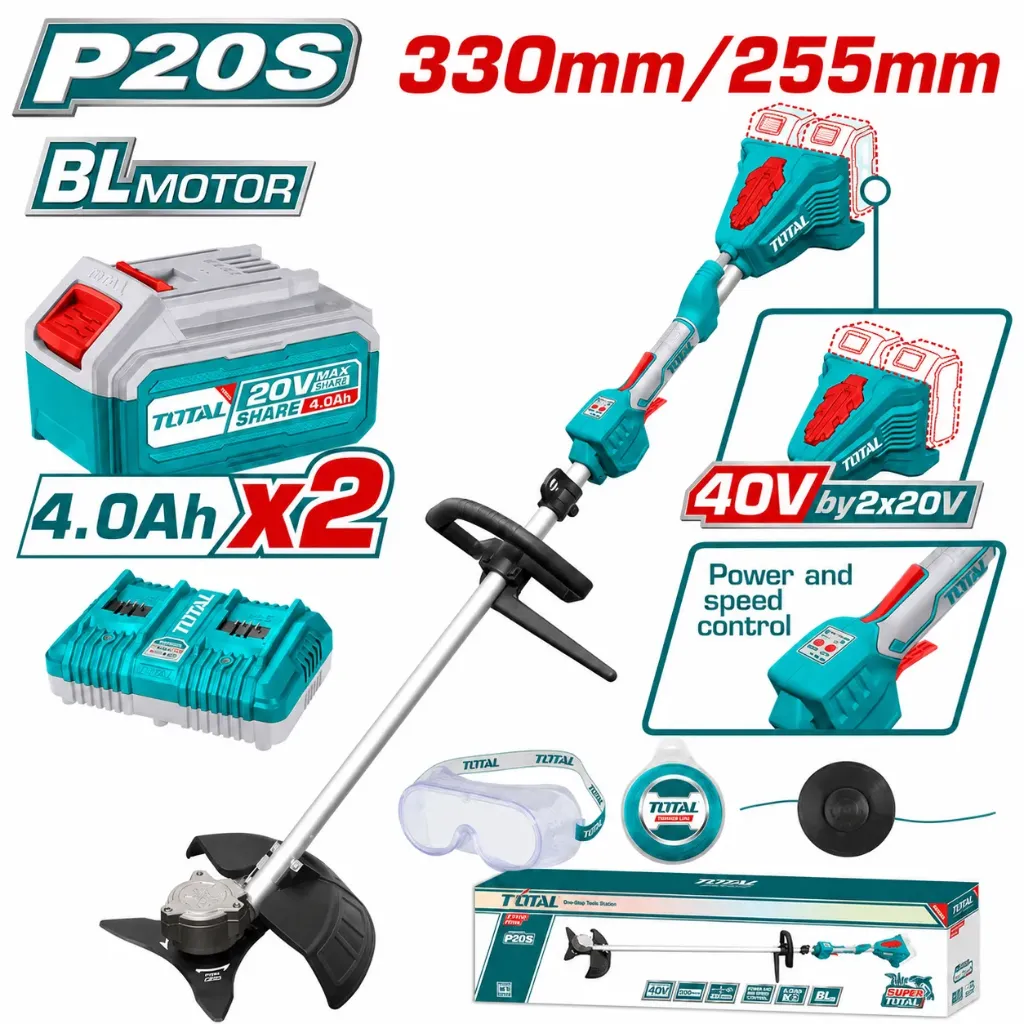 [TSTLI200285] 40V 4.0Ah Brushless مكنة قص و تشحيل بطارية مسكة بالوسط