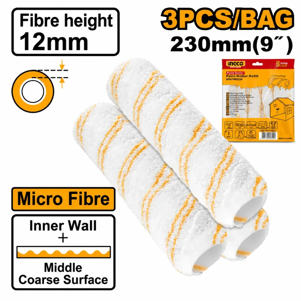 [HRC56091203] 3Pcs micro fibre 12mm - 9" مجموعة خرطوشة رول دهان