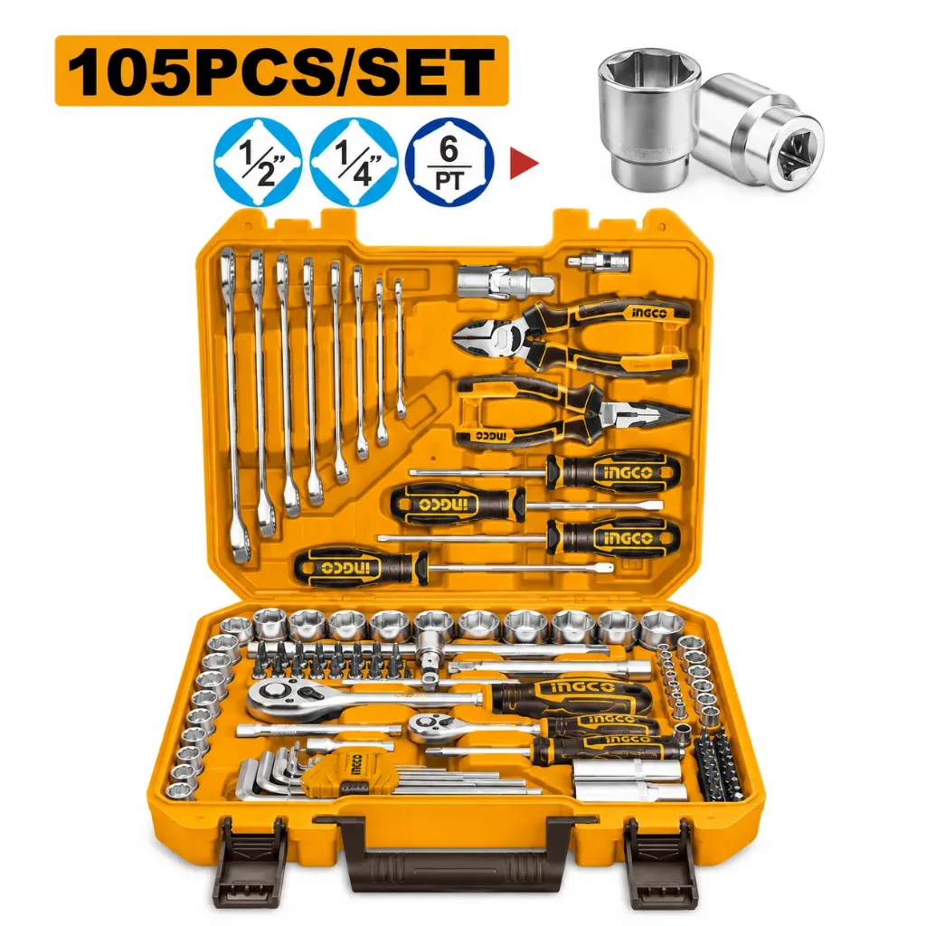 [HKTHP51058] 105Pcs (1/4",1/2") طقم طربوش وعدة علبة بلاستك