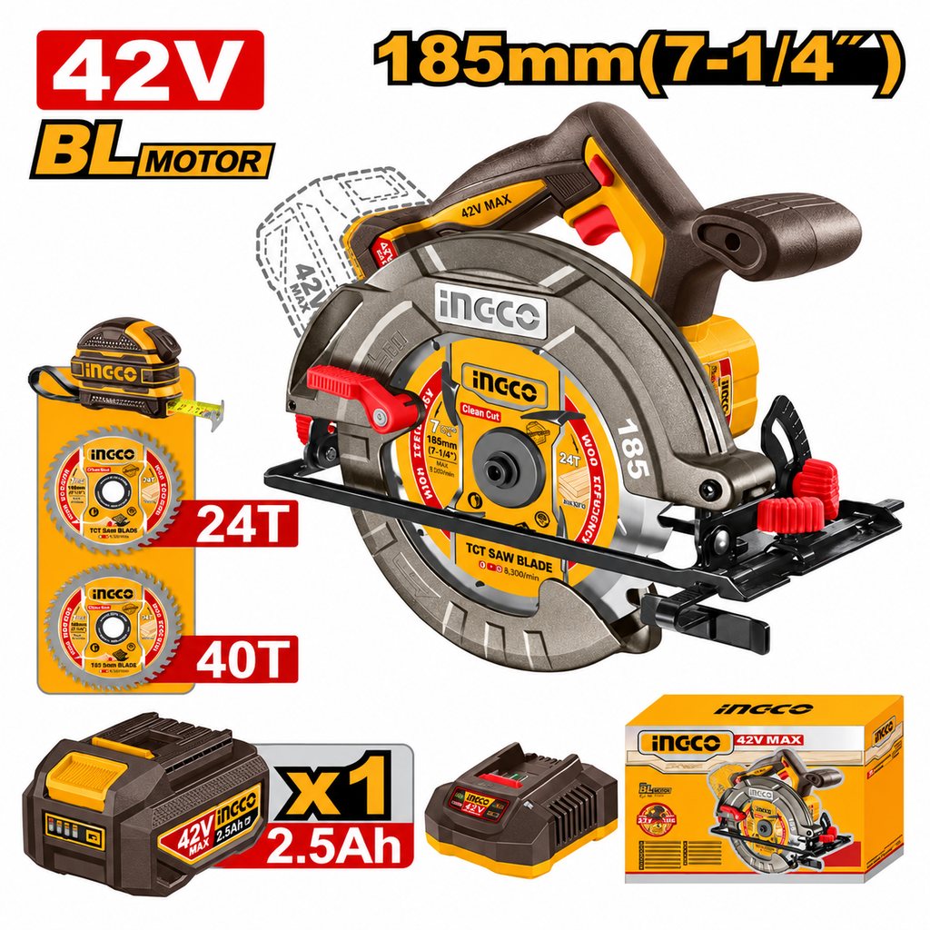 [CSLI4218511] 42V 1Batt 5Ah+Char 185mm BL منشار صدر بطارية صناعي