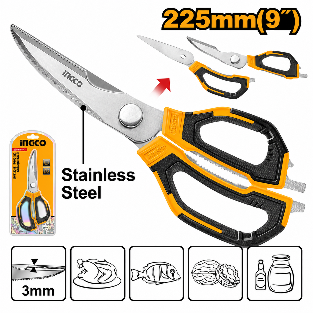 [HSCRS822251] 9" 225mm مقص ستانلس ستيل متعدد الاستخدام