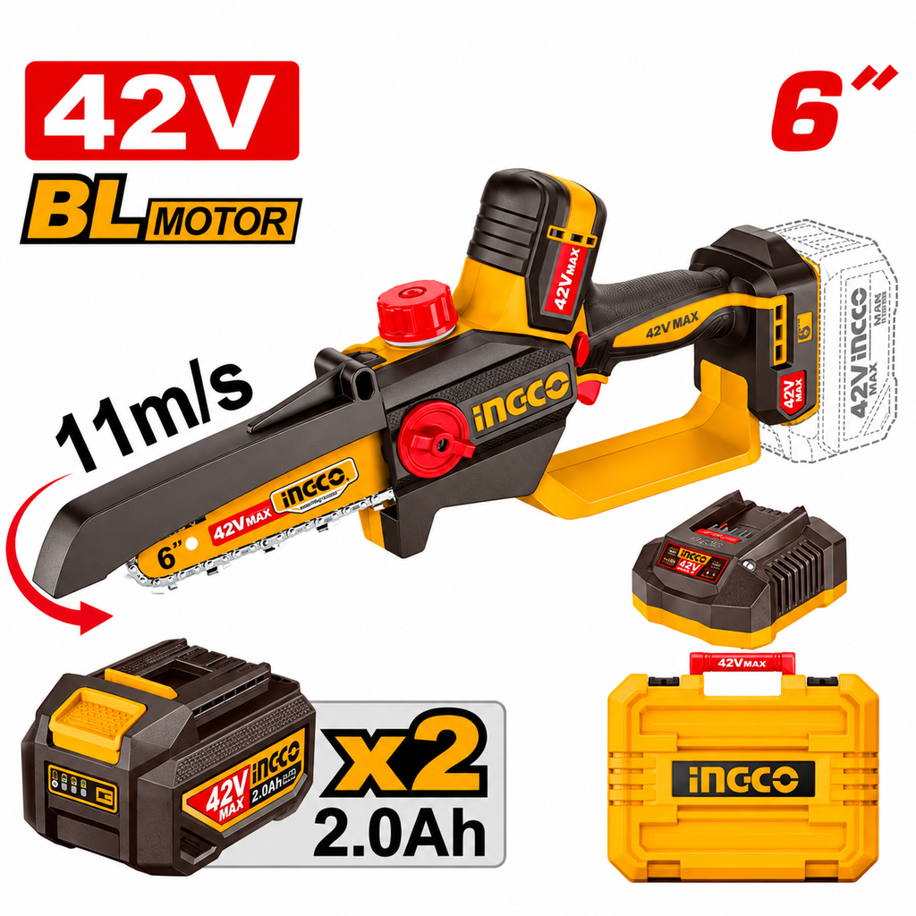 [CGSLI42681] 42V 2Batt 2A+Char BL 6" منشار حطب صغير