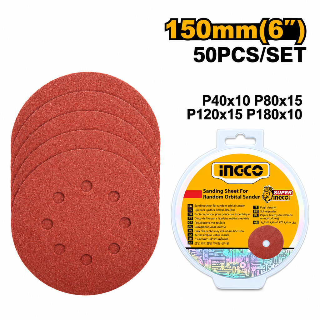 [AKRS1500511] 50pcs P(40,80,120,180) 150mm ورق حفة دائري للحفافة