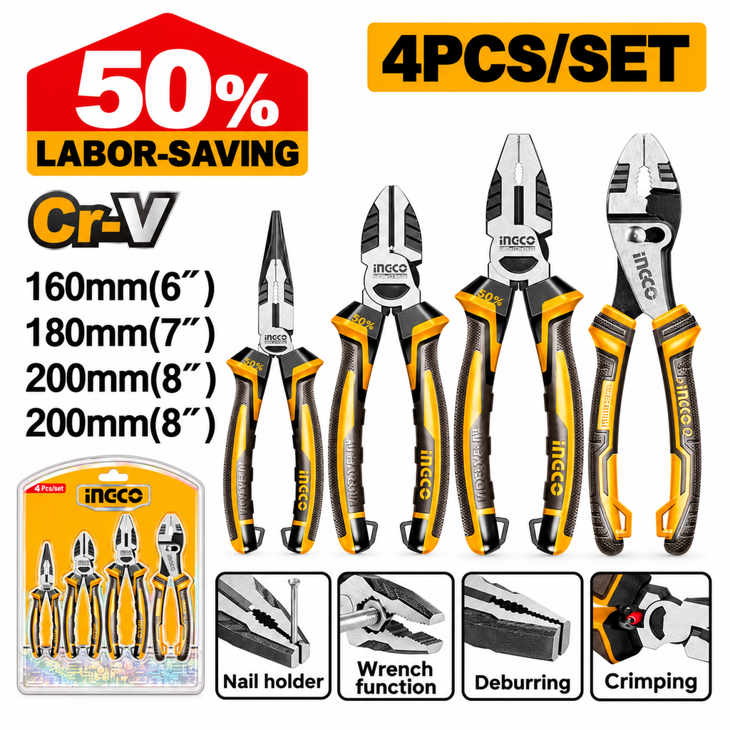 [HKPS28498] 4Pcs Labor saving 50% طقم بانسات بولاد صناعي
