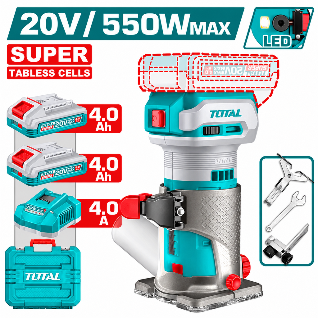 [TCRLI34031] 20V 550W 2Batt+Charg راوتر على البطارية